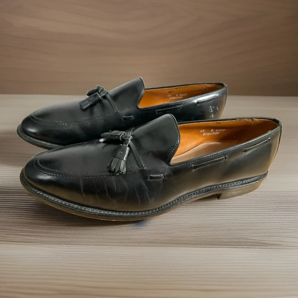 Allen Edmonds Grayson Black Leather Tassel Loafers Mens 15 B Hand Crafted 8217